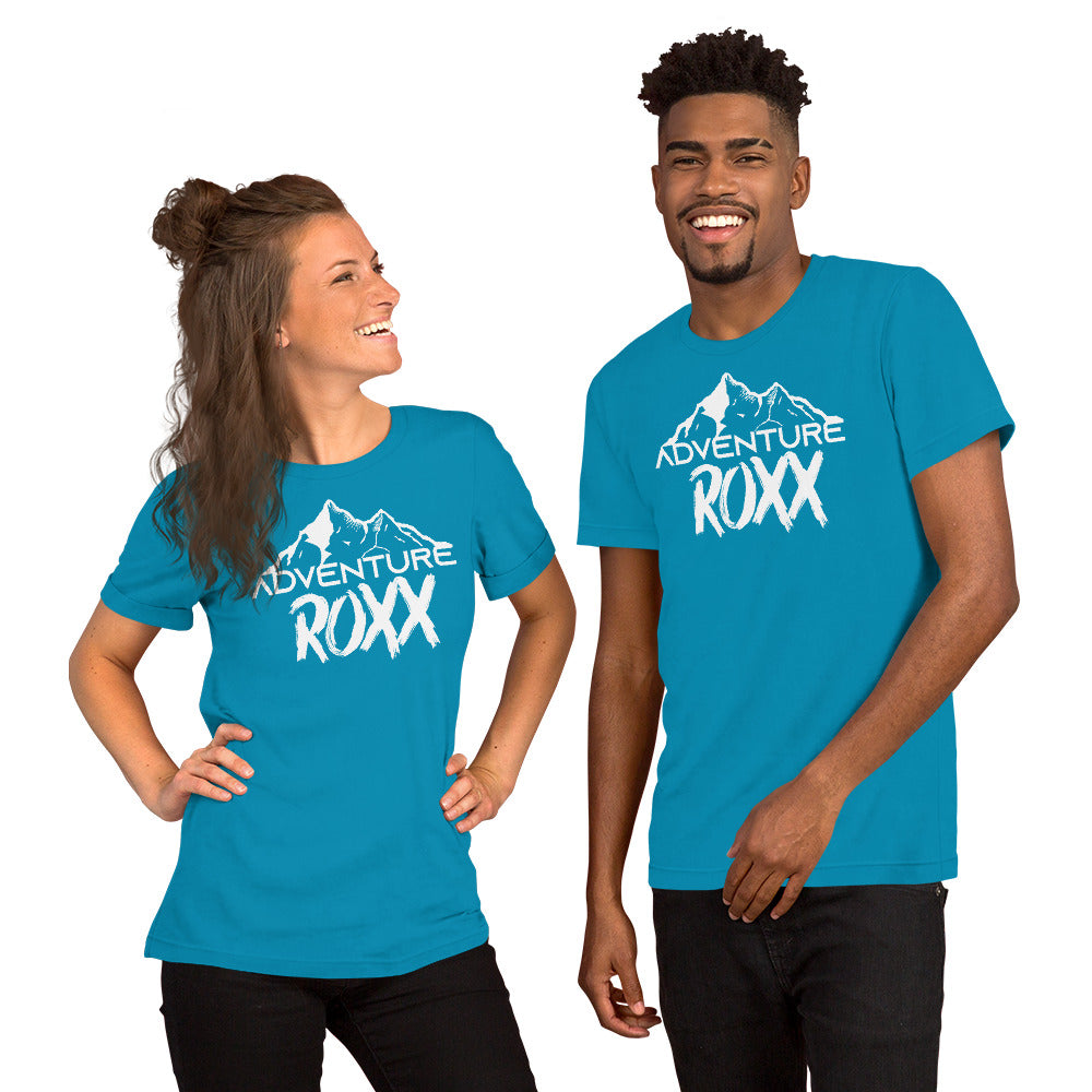 White Adventure Roxx Logo Short-Sleeve Unisex T-Shirt