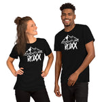 Load image into Gallery viewer, White Adventure Roxx Logo Short-Sleeve Unisex T-Shirt
