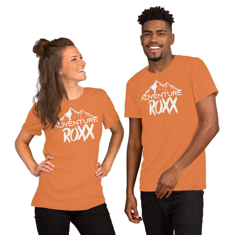 White Adventure Roxx Logo Short-Sleeve Unisex T-Shirt